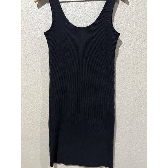 Vince Ribbed Cami Dress Navy Stretch Scoop Neck Light Weight Size Small - Picture 3 of 7